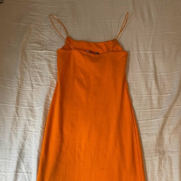Zara Tangerine Dress Orange Fitted Thin Elastic Strap - Picture 5 of 6